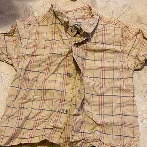 Men's Beige Plaid Short Sleeve Shirt